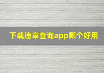 下载违章查询app哪个好用