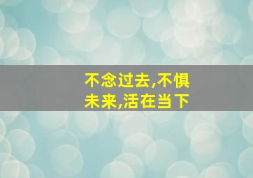 不念过去,不惧未来,活在当下