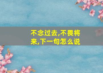 不念过去,不畏将来,下一句怎么说