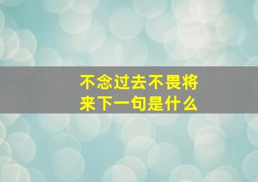 不念过去不畏将来下一句是什么