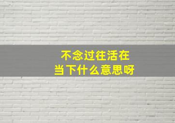 不念过往活在当下什么意思呀