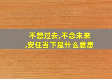 不想过去,不念未来,安住当下是什么意思