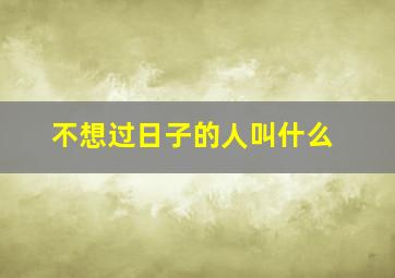 不想过日子的人叫什么