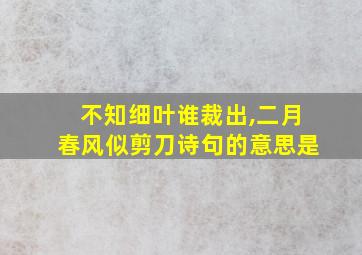 不知细叶谁裁出,二月春风似剪刀诗句的意思是