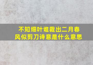 不知细叶谁裁出二月春风似剪刀诗意是什么意思