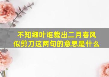 不知细叶谁裁出二月春风似剪刀这两句的意思是什么