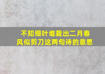 不知细叶谁裁出二月春风似剪刀这两句诗的意思