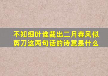 不知细叶谁裁出二月春风似剪刀这两句话的诗意是什么