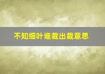 不知细叶谁裁出裁意思