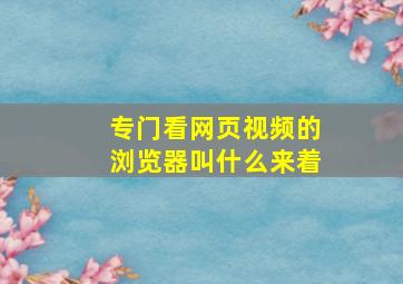 专门看网页视频的浏览器叫什么来着