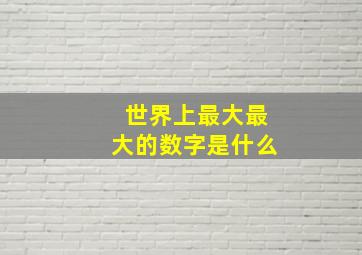 世界上最大最大的数字是什么