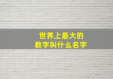 世界上最大的数字叫什么名字