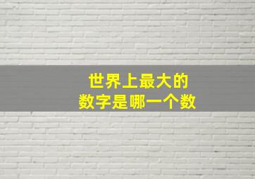 世界上最大的数字是哪一个数