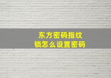 东方密码指纹锁怎么设置密码