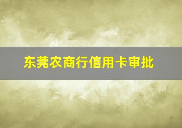 东莞农商行信用卡审批