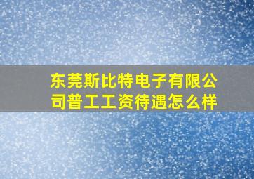 东莞斯比特电子有限公司普工工资待遇怎么样