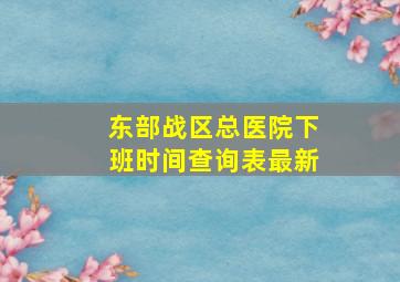 东部战区总医院下班时间查询表最新