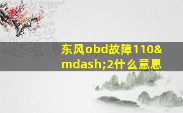 东风obd故障110—2什么意思