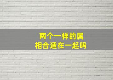 两个一样的属相合适在一起吗