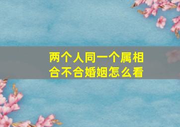 两个人同一个属相合不合婚姻怎么看