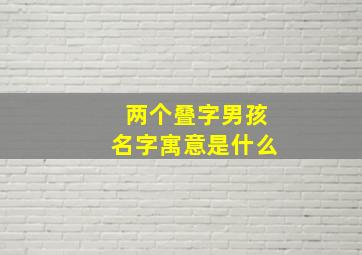 两个叠字男孩名字寓意是什么