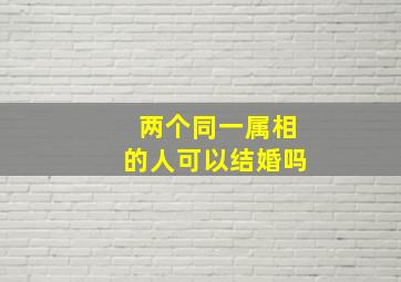 两个同一属相的人可以结婚吗