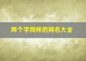 两个字同样的网名大全