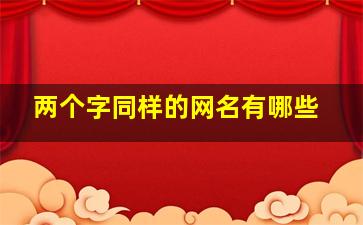 两个字同样的网名有哪些