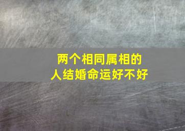 两个相同属相的人结婚命运好不好