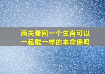 两夫妻同一个生肖可以一起戴一样的本命佛吗