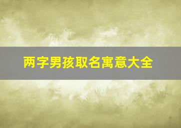 两字男孩取名寓意大全