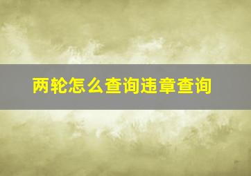 两轮怎么查询违章查询