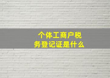 个体工商户税务登记证是什么