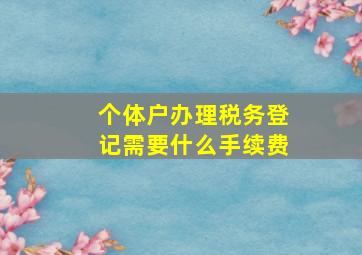 个体户办理税务登记需要什么手续费