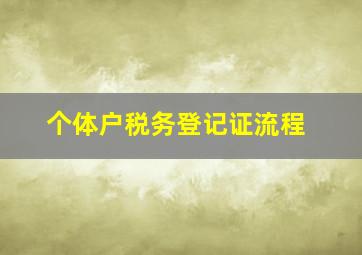 个体户税务登记证流程