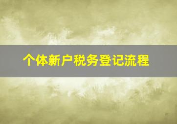 个体新户税务登记流程