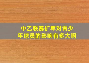 中乙联赛扩军对青少年球员的影响有多大啊