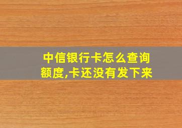 中信银行卡怎么查询额度,卡还没有发下来