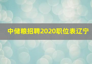 中储粮招聘2020职位表辽宁