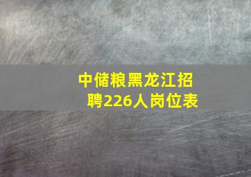 中储粮黑龙江招聘226人岗位表