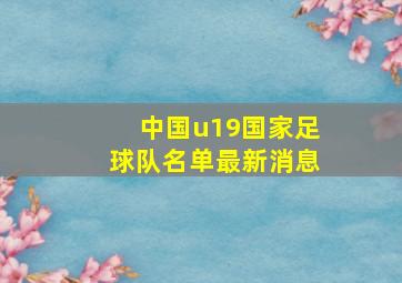 中国u19国家足球队名单最新消息