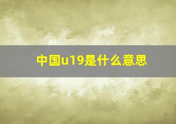 中国u19是什么意思