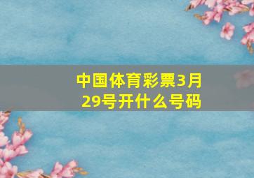 中国体育彩票3月29号开什么号码