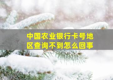 中国农业银行卡号地区查询不到怎么回事