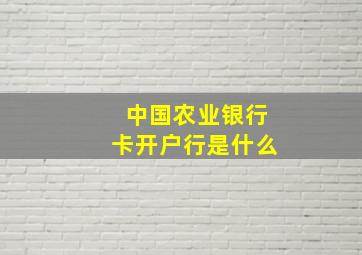 中国农业银行卡开户行是什么