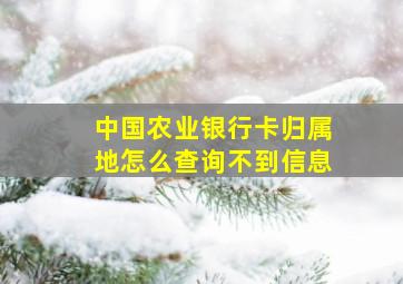 中国农业银行卡归属地怎么查询不到信息