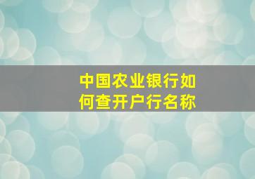 中国农业银行如何查开户行名称