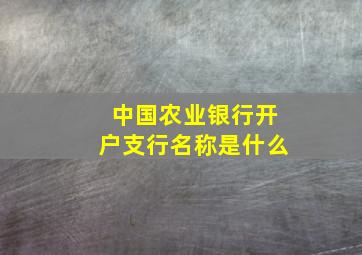 中国农业银行开户支行名称是什么