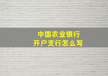 中国农业银行开户支行怎么写