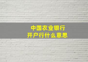 中国农业银行开户行什么意思